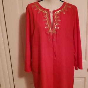 VERY PRETTY TOMATO RED TUNIC, SZ XL